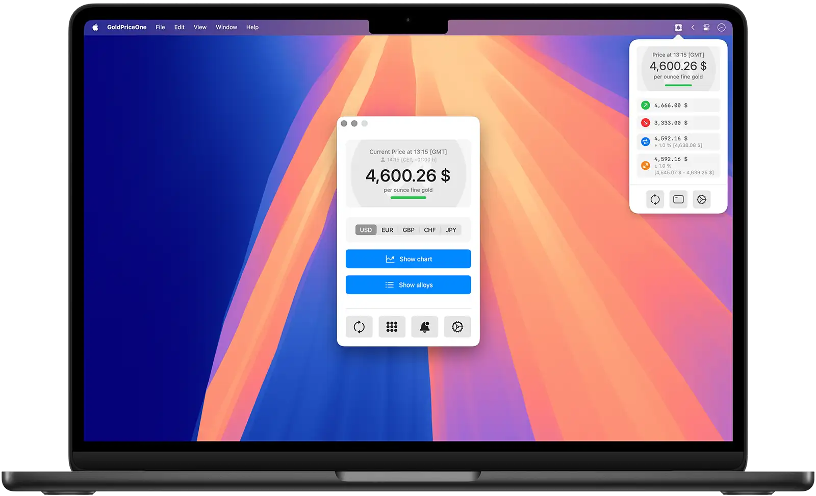 GoldPriceOne gold price monitoring for macos documentation/manual/howto